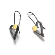 HB04LE Mini Heart Earrings with 18k Bimetal dot, French wire