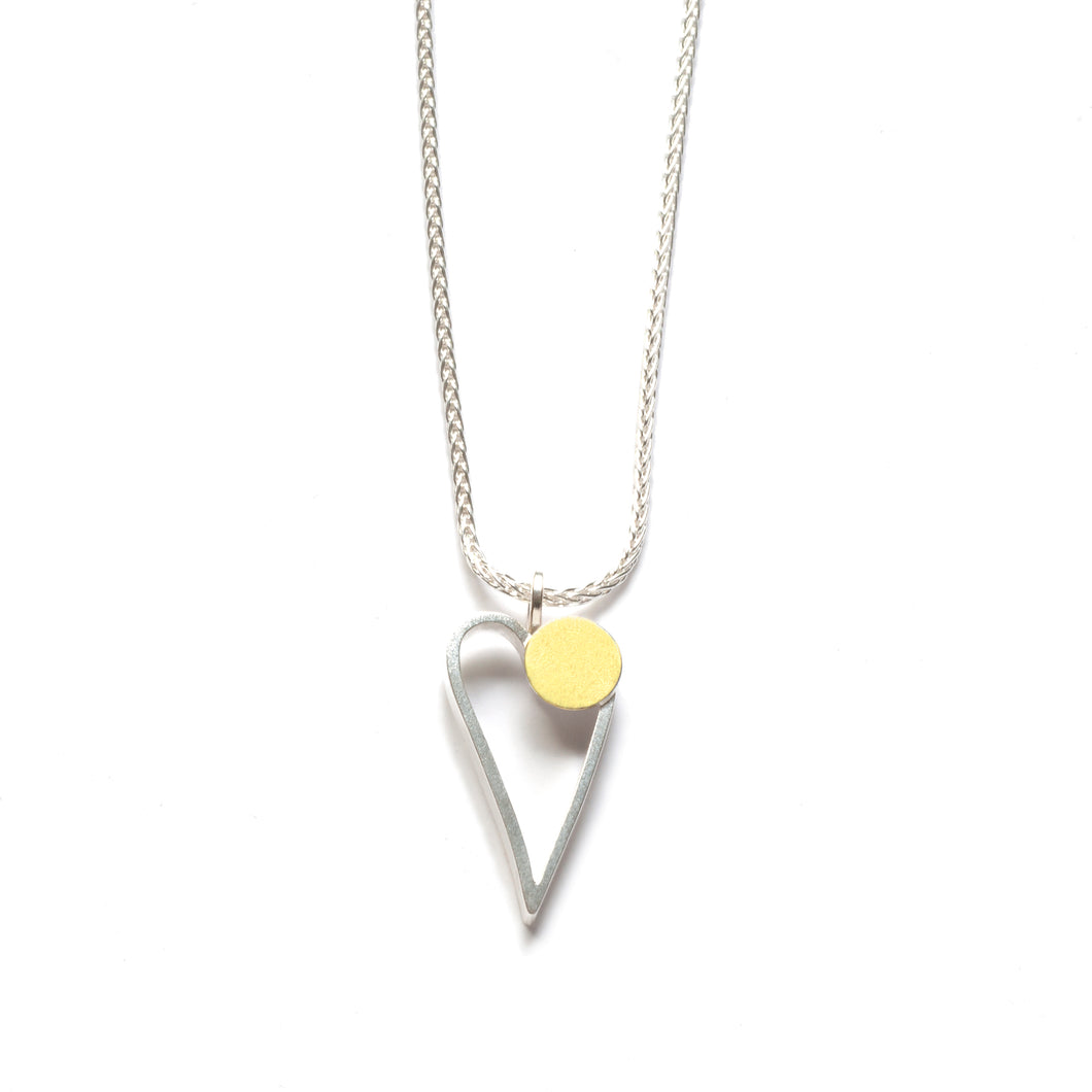 HS14N Skinny Heart Necklace with 18k Bimetal dot