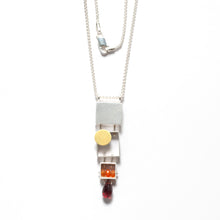 SRJ32N - Stacked Rectangles Necklace with Teardrop stone