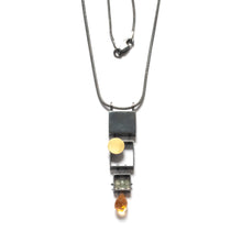 SRJ32N - Stacked Rectangles Necklace with Teardrop stone