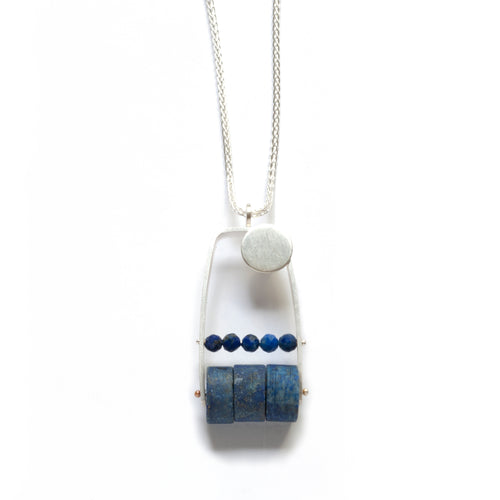 AM02N-S Squared Arc Necklace with Lapis