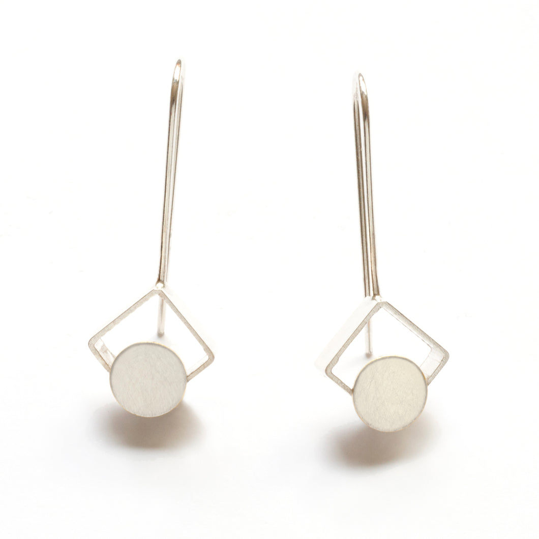 MJ11LE- SMALL Square Earrings, Diagonal with Dots