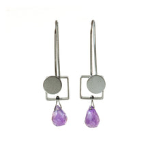 MJ22LE - Small Square Earrings with Dots and Teardrop stones