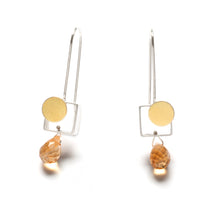 MJ22LE - Small Square Earrings with Dots and Teardrop stones