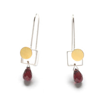 MJ22LE - Small Square Earrings with Dots and Teardrop stones