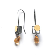 MJ22LE - Small Square Earrings with Dots and Teardrop stones