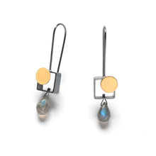 MJ22LE - Small Square Earrings with Dots and Teardrop stones