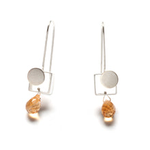 MJ22LE - Small Square Earrings with Dots and Teardrop stones