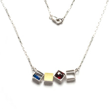 MJ41N - 4 SMALL Squares Necklace, Horizontal