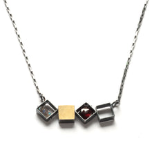 MJ41N - 4 SMALL Squares Necklace, Horizontal