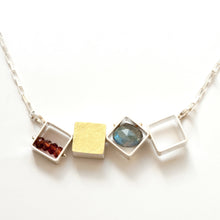 MJ41N - 4 SMALL Squares Necklace, Horizontal