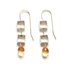 MP20E - Tumbling Mini Square Earrings with Teardrop Briolettes