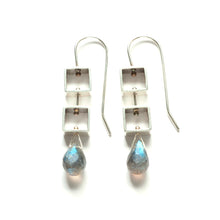 MP20E - Tumbling Mini Square Earrings with Teardrop Briolettes