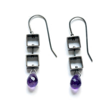 MP20E - Tumbling Mini Square Earrings with Teardrop Briolettes