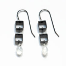 MP20E - Tumbling Mini Square Earrings with Teardrop Briolettes