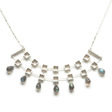 MP47N - Multi square Necklace with Teardrop stones