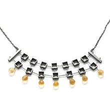 MP47N - Multi square Necklace with Teardrop stones