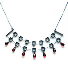 MP47N - Multi square Necklace with Teardrop stones