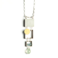 SRJ32N - Stacked Rectangles Necklace with Teardrop stone
