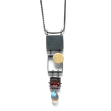 SRJ32N - Stacked Rectangles Necklace with Teardrop stone
