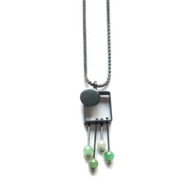 SRJ33N Rectangle Necklace with Dot and Fringe