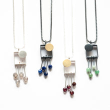 SRJ33N Rectangle Necklace with Dot and Fringe