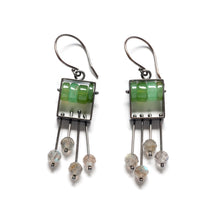SRJ35SE - Rectangle Earrings with top stone(s) and a fringe