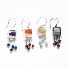 SRJ35SE - Rectangle Earrings with top stone(s) and a fringe