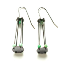 YD07E - Long Cage Earrings with Gemstone Beads
