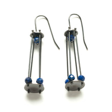 YD07E - Long Cage Earrings with Gemstone Beads