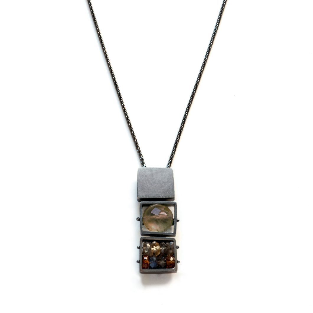 CXA13N - Triple Square Cage Necklace