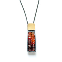 CXR12N-Bis - Double Cage Necklace with Small Stones and 18K Bimetal Top