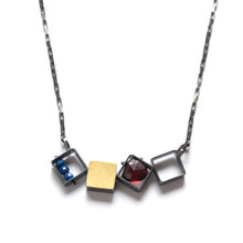 MJ41N - 4 SMALL Squares Necklace, Horizontal
