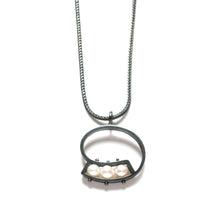 QS30N - Horizontal Swirl Necklace with 3 Fresh water pearls