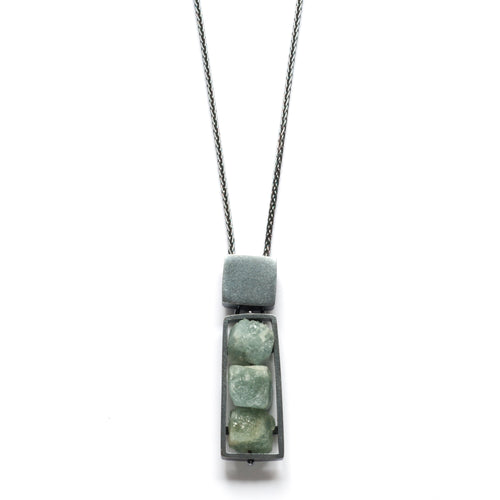 CXR11N - Double Cage Necklace with Chunky Stones