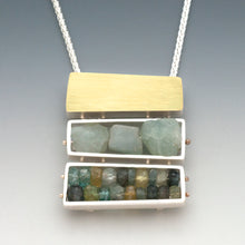 CXR30N - Triple Rectangular Cage Necklace, stacked