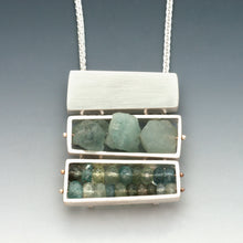 CXR30N - Triple Rectangular Cage Necklace, stacked