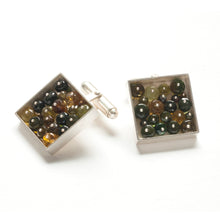 Square Cufflinks with Tourmalines cluster