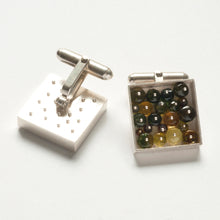 Square Cufflinks with Tourmalines cluster