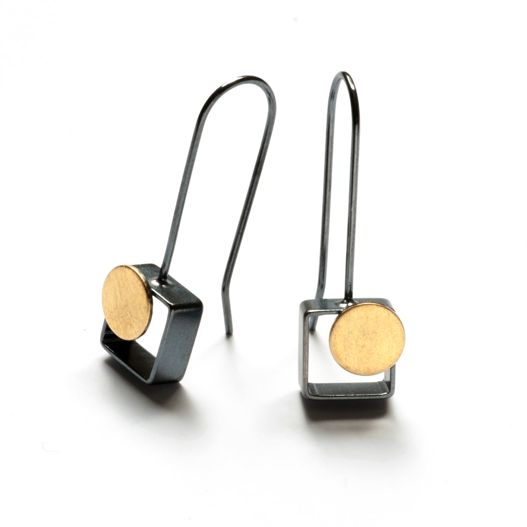 MJ10LE- SMALL Square Earrings with Dots, French wire
