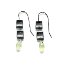 MP20E - Tumbling Mini Square Earrings with Teardrop Briolettes