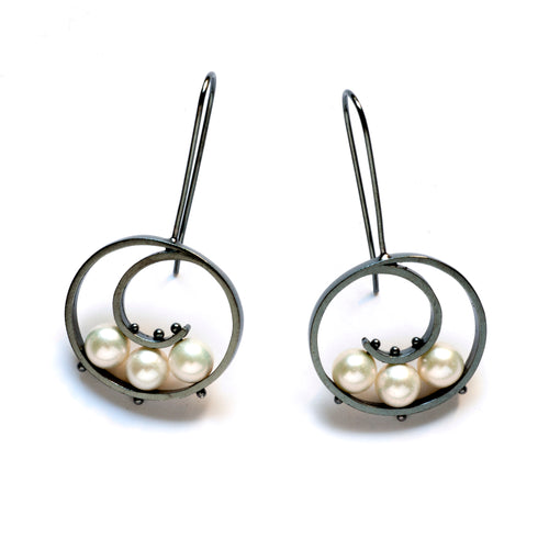QS26LE - Medium Spiral Earrings with Pearls, French wire