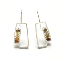 RW31LE - Split Rectangle Earrings with Semiprecious Stones