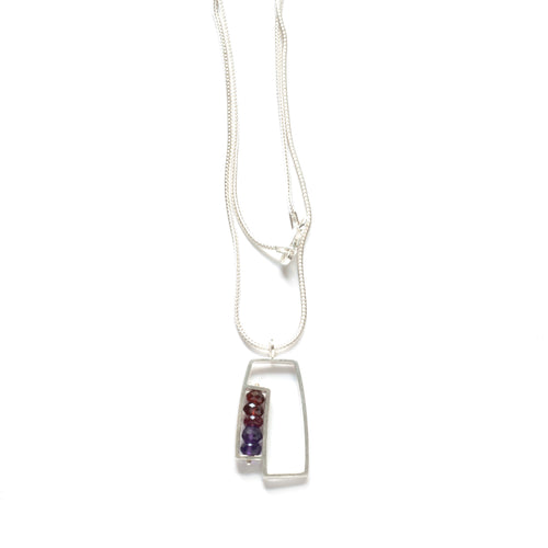 RW31N - Split Rectangle Necklace with Semiprecious Stones