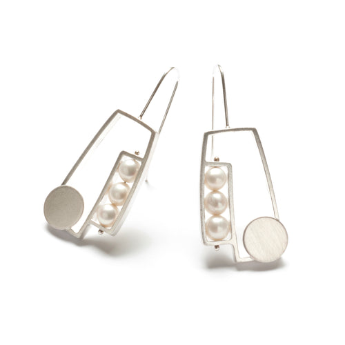 RW34LE - Split Rectangle Earrings with Pearls