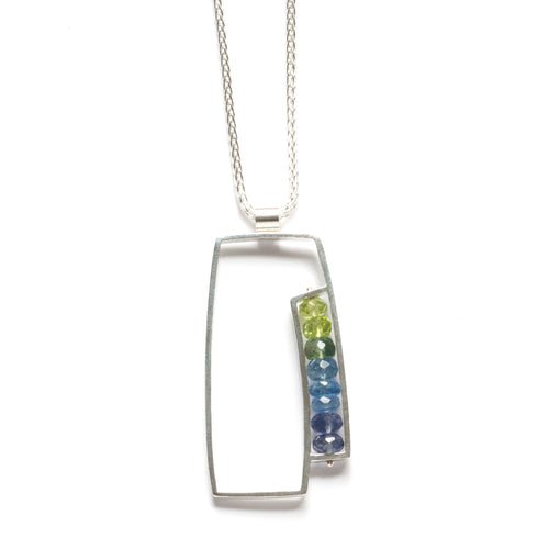 RW41N - Split Rectangle Necklace with Semiprecious Stones