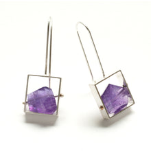 SRJ11LE - Rectangle Earrings with Chunky stones, French wire