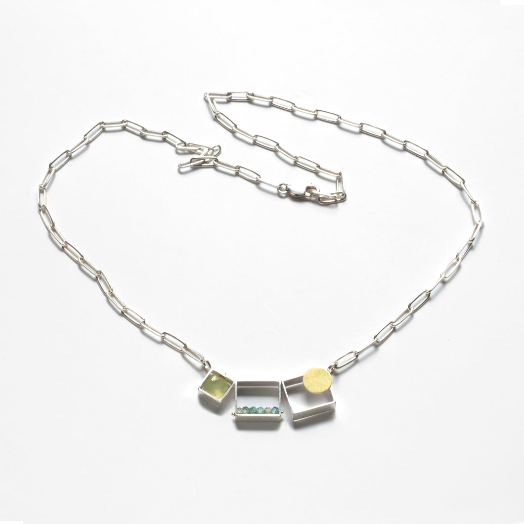 SRJ16N - Two Rectangles/One Square Necklace
