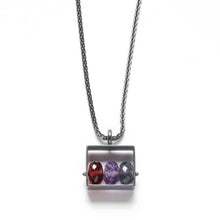 SRJ23N - Rectangle Necklace with 3 stones
