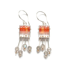 SRJ35SE - Rectangle Earrings with top stone(s) and a fringe